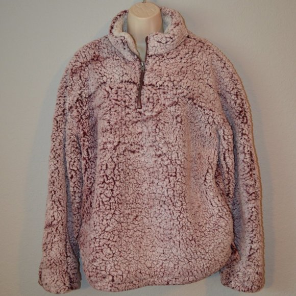 Sz L Altar’d State Maroon Zip Wubby Teddy Pullover - Picture 1 of 10